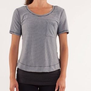 LULULEMON STRIPED HIGH LOW TOP